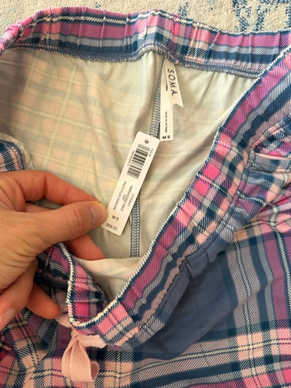Soma Blue and Pink Plaid Lounge Pants - Picture 2 of 6